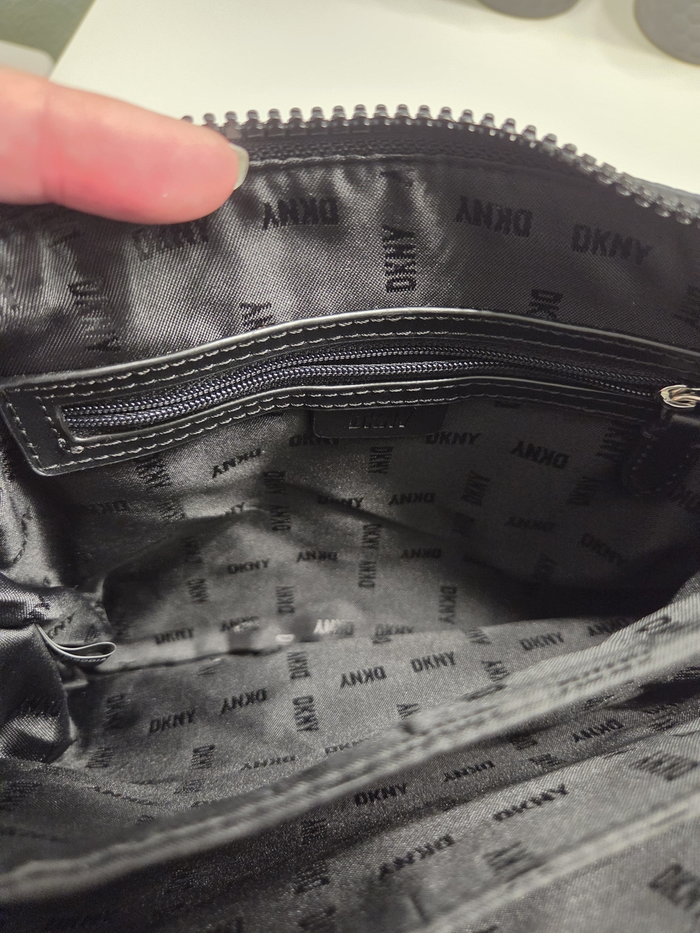 DKNY Quilted Nylon Crossbody Tote in Black - Picture 6 of 9